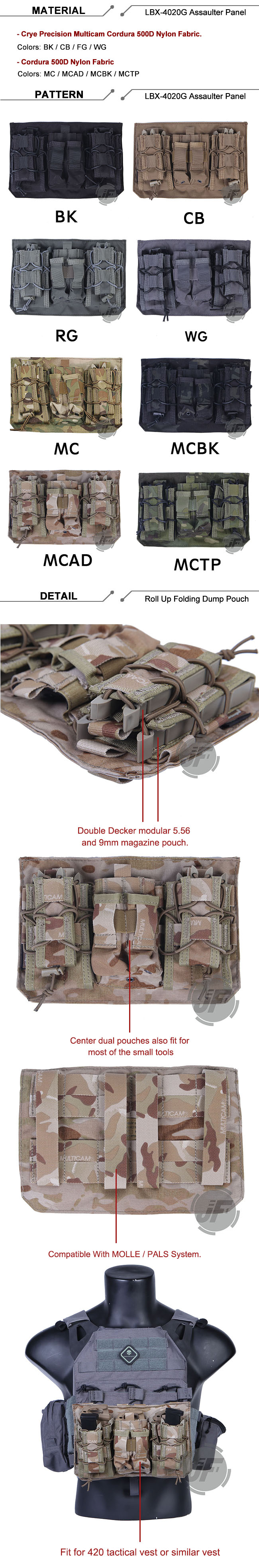 4020 Plate Carrier Emerson LBX-4020F Assaulter Panel w/ Mag Pouch For 4019